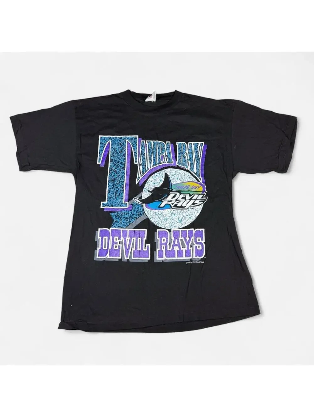 Black Tampa Bay Devil Rays original logo graphic tee size L 90s Caribbean Dream